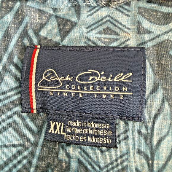 Jack O'Neill Men's XXL Blue Graphic Tribal Print Shirt Short Sleeve Casual - Picture 3 of 11